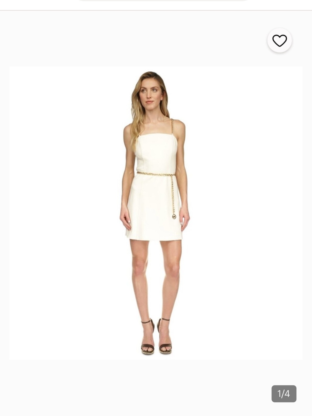 Michael Kors White Mini Dress with Gold Chain Straps